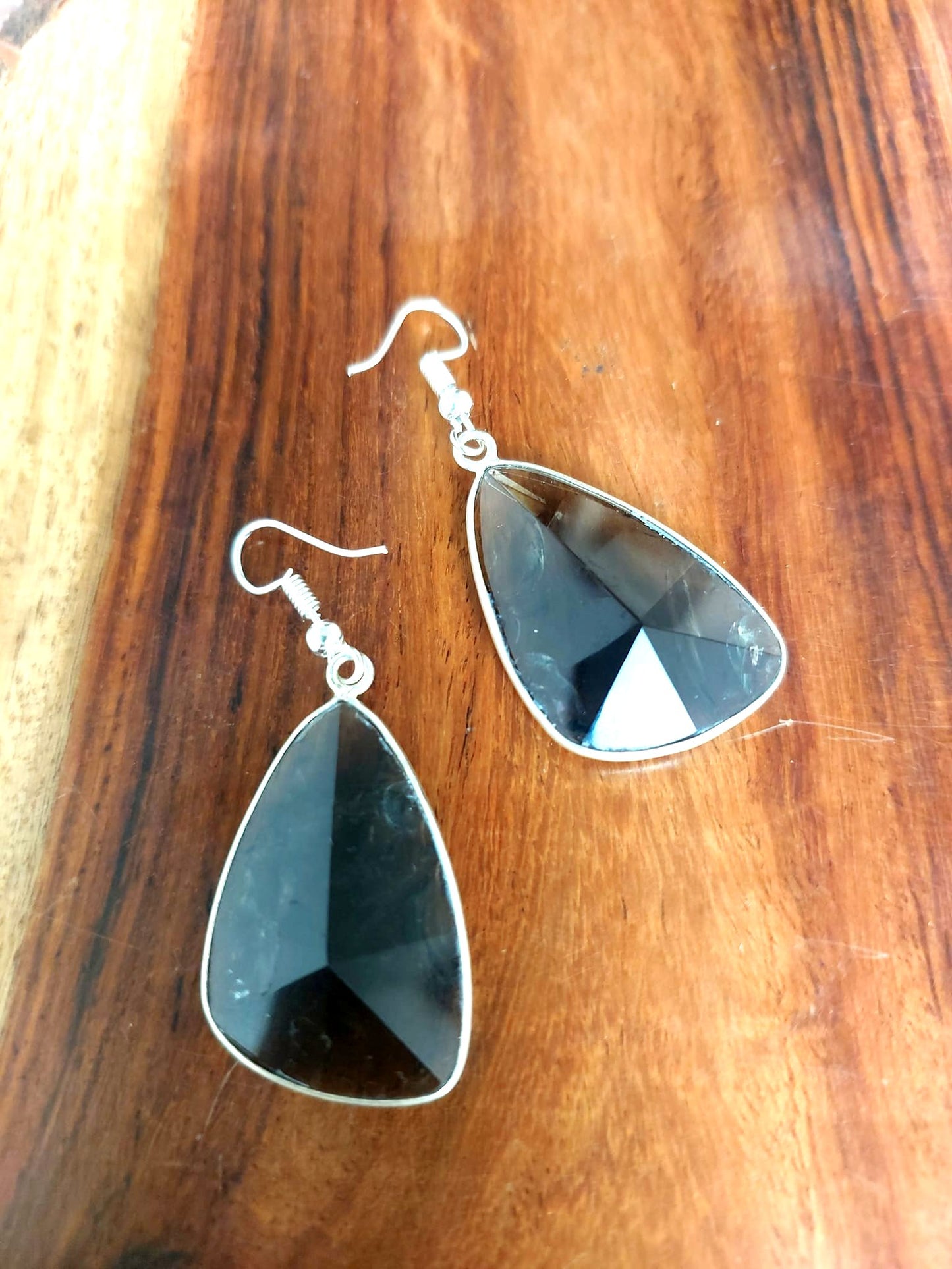 Fashion Jewellery Metal Earrings Dailywear Earrings Smokey Quartz Natural Cutstone Dailywear Earrings