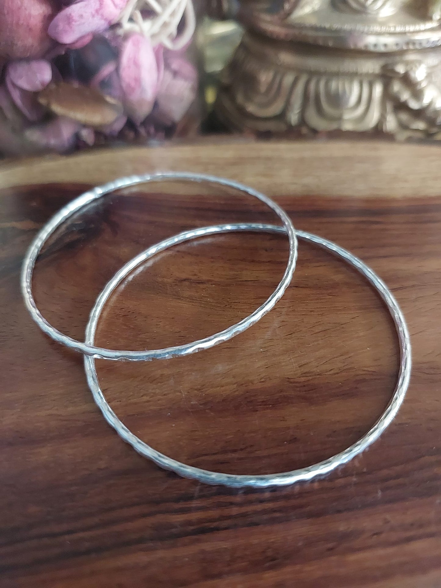 Kangan..Sterling Silver Silver Hammered Texture Bangles