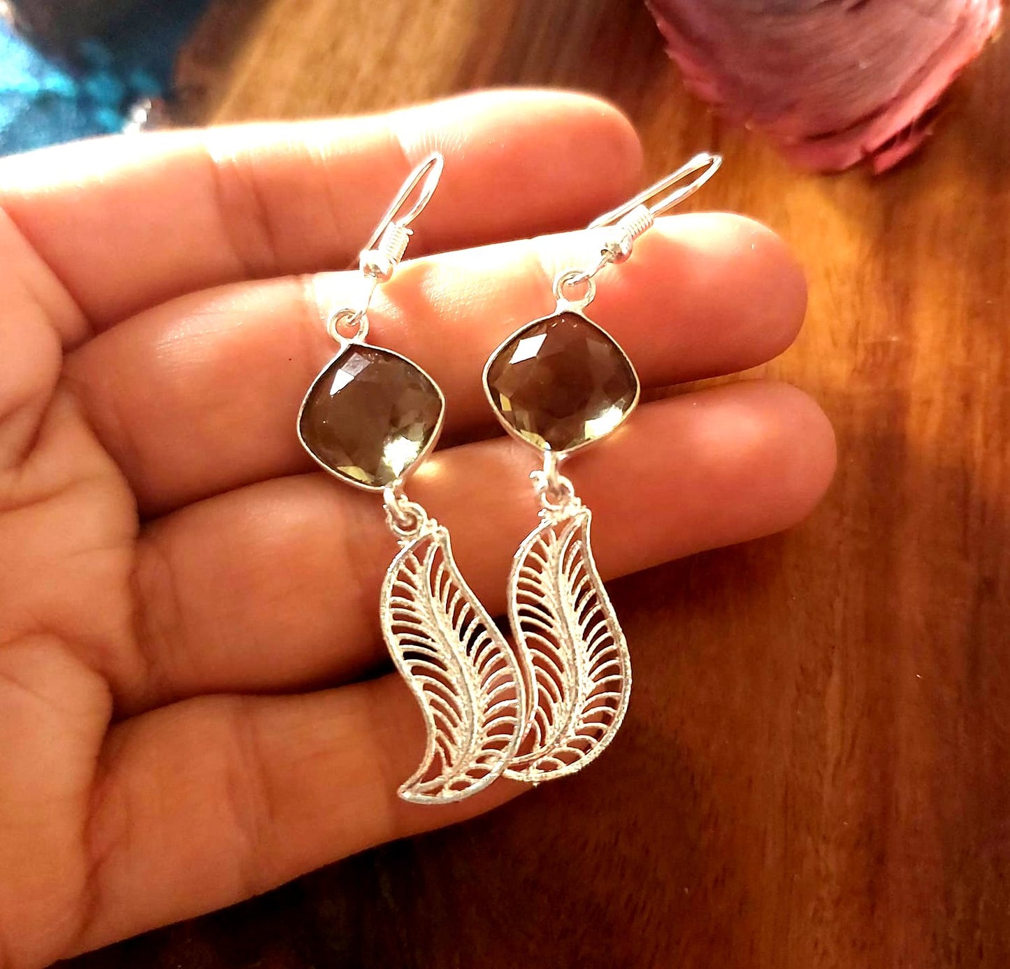 Fashion Jewellery Metal Earrings Dailywear Earrings Smokey Quartz Natural Cutstone Dailywear Earrings