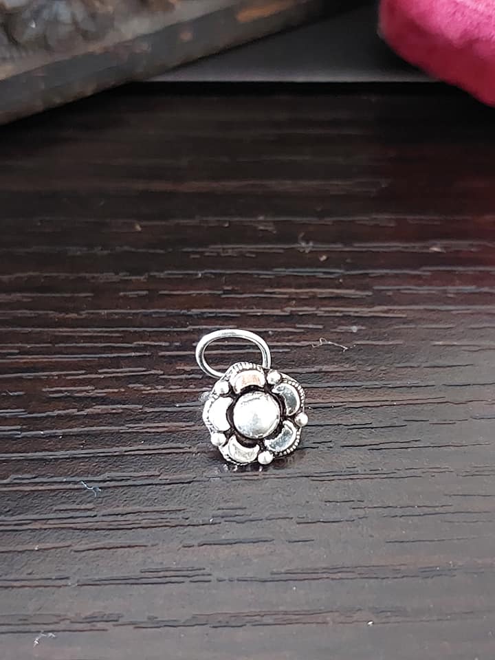 Sterling Silver Jewellery..Sterling Silver Flower Nosepin Big..Nath