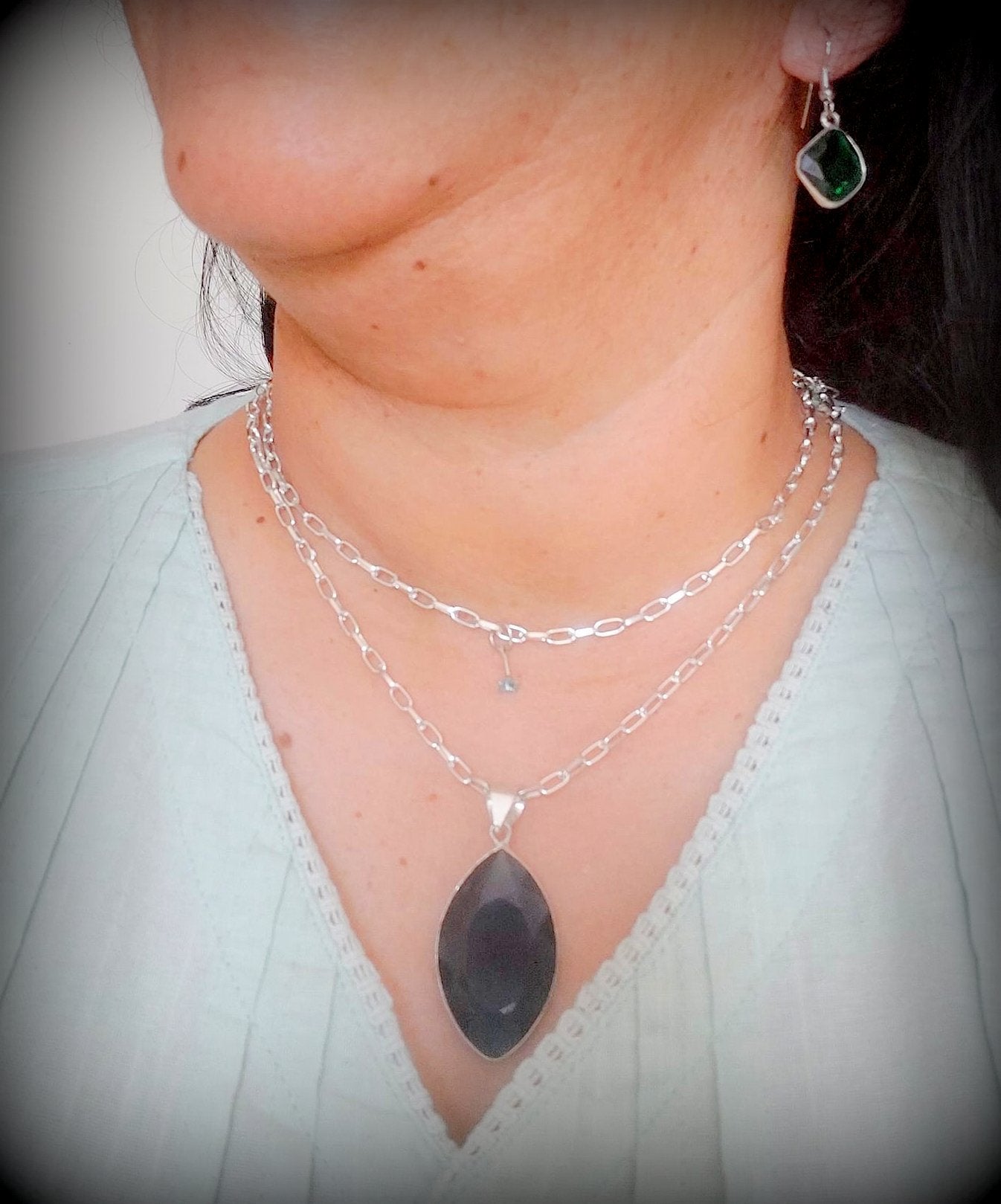 Fashion Jewellery Costume Jewellery Amber Cut Teadrop Stone Pendent Set