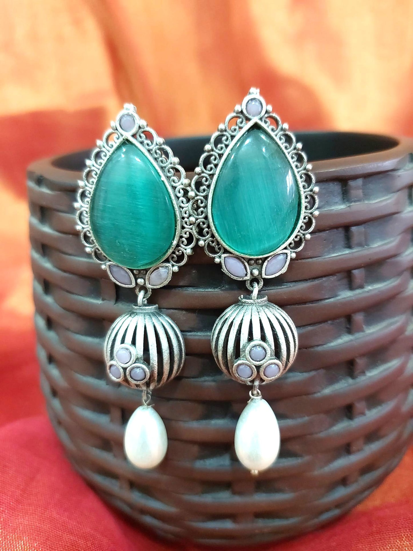 Fashion Jewellery Brass Jewellery Brass Glass Dailywear Dangler Earring