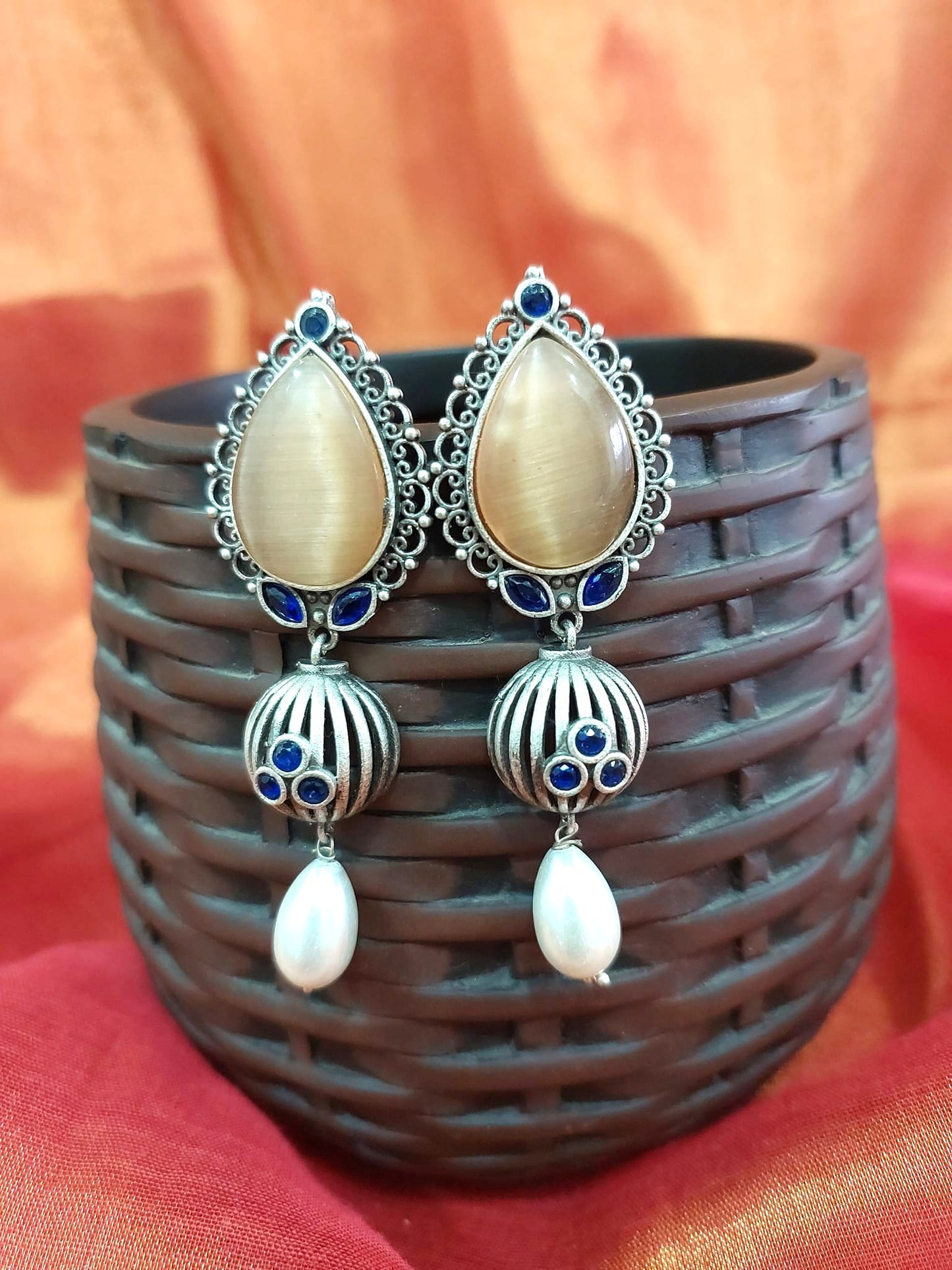 Fashion Jewellery Brass Jewellery Brass Glass Dailywear Dangler Earring