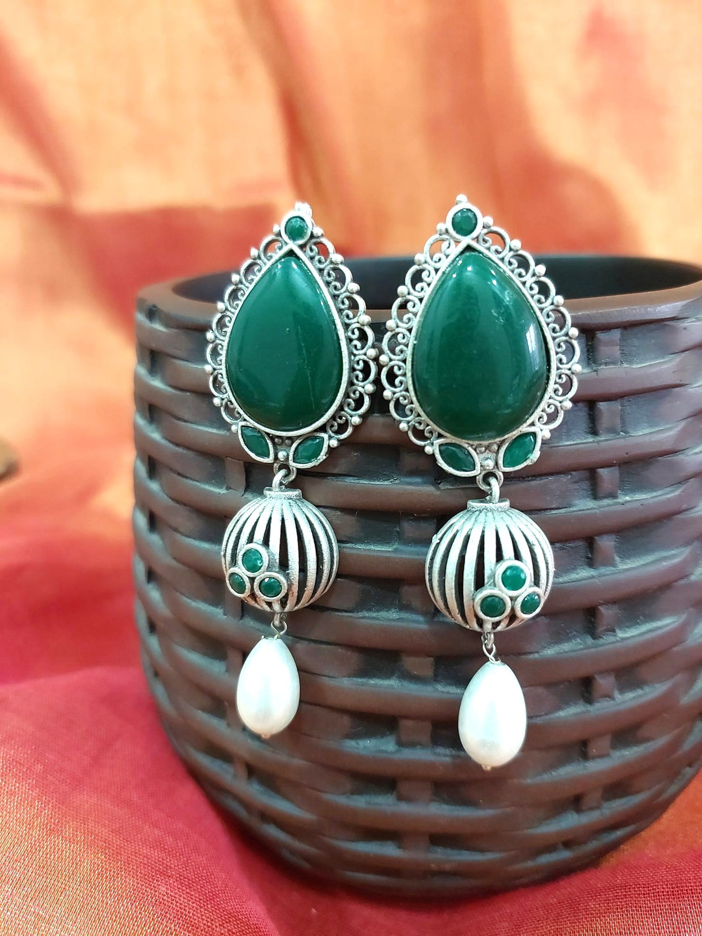 Fashion Jewellery Brass Jewellery Brass Glass Dailywear Dangler Earring