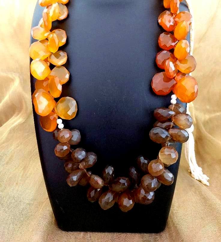 Semiprecious Beads Necklace Natural Ctirene Briolet Necklace