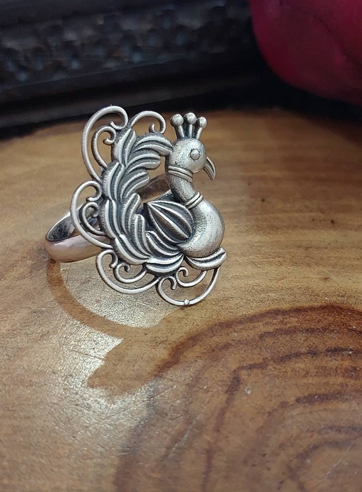 Sterling Silver Jewellery ..Sterling Silver Finger Ring Silver peacock Finger Ring..Mayur