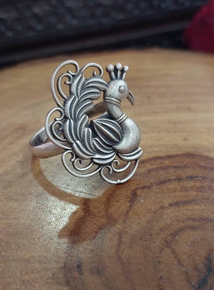 Sterling Silver Jewellery ..Sterling Silver Finger Ring Silver peacock Finger Ring..Mayur