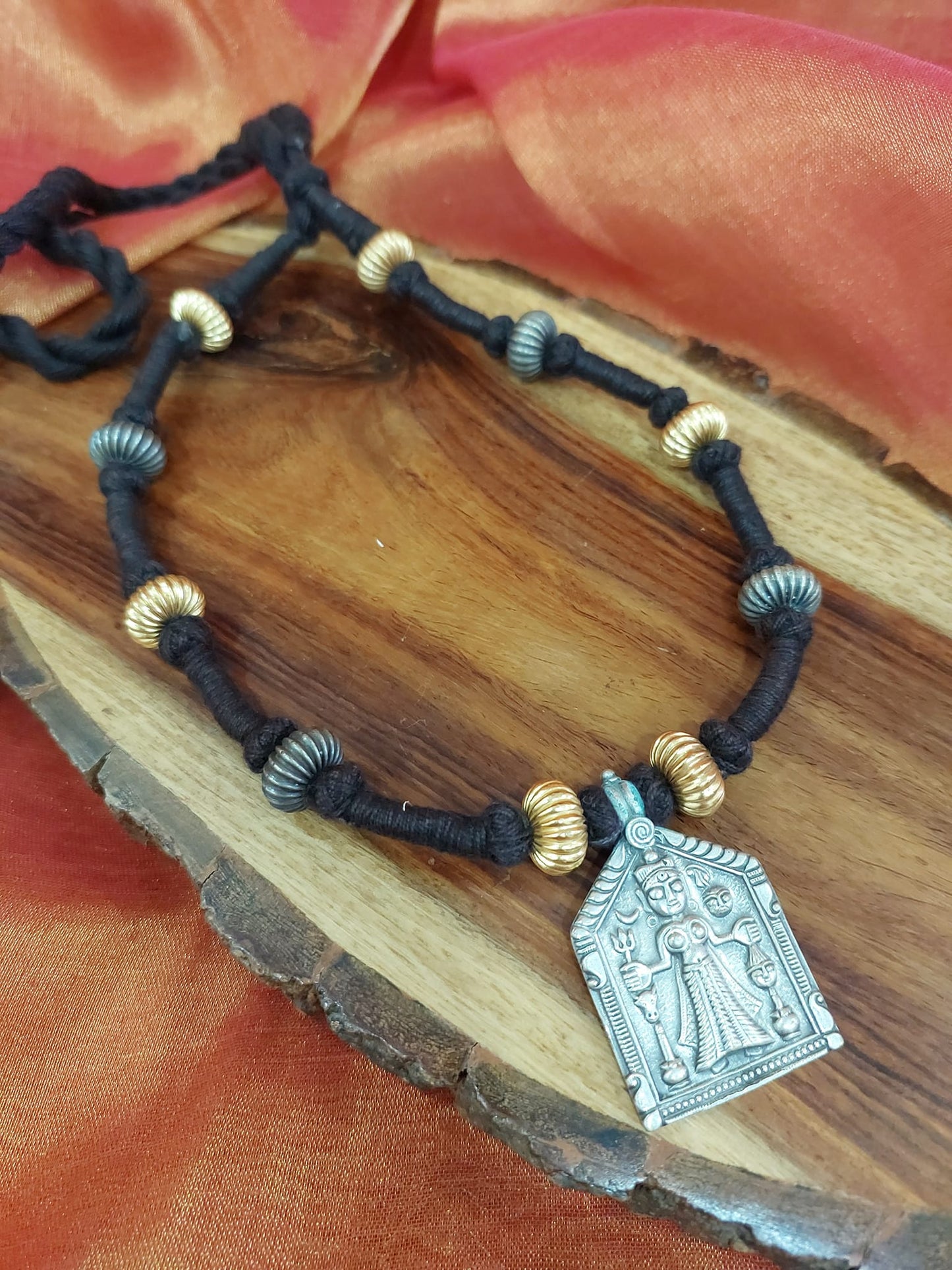 Tribal Sterling Silver Kewellery Silver Jewellery Silver Golden Leaf Dualtone Choker..Tribal
