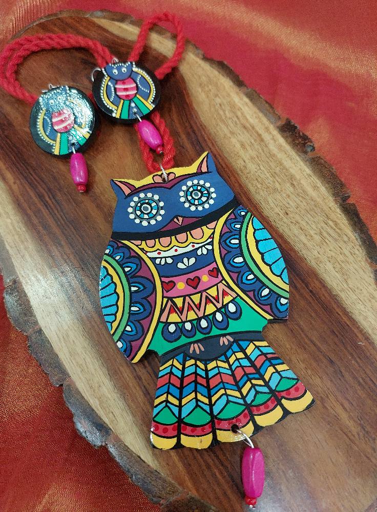 Handpainted Wood Jewellery Own Handpainted Silver Fusion Necklace Set