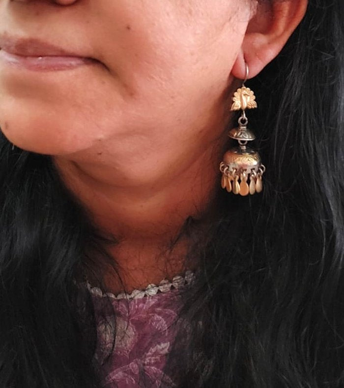 Sterling Silver Jewellery..Sterling Dual Tone Jhumka Stilver Dual Tone Peacock Jhumka...Tribe