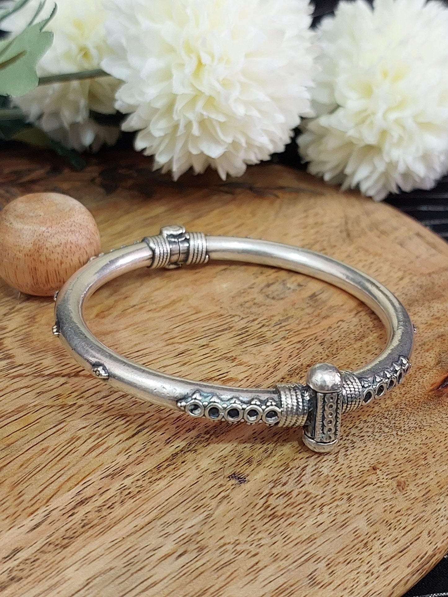 Banjaran..Sterling Silver Kada Silver Bangle Silver Rawa Thin Kada