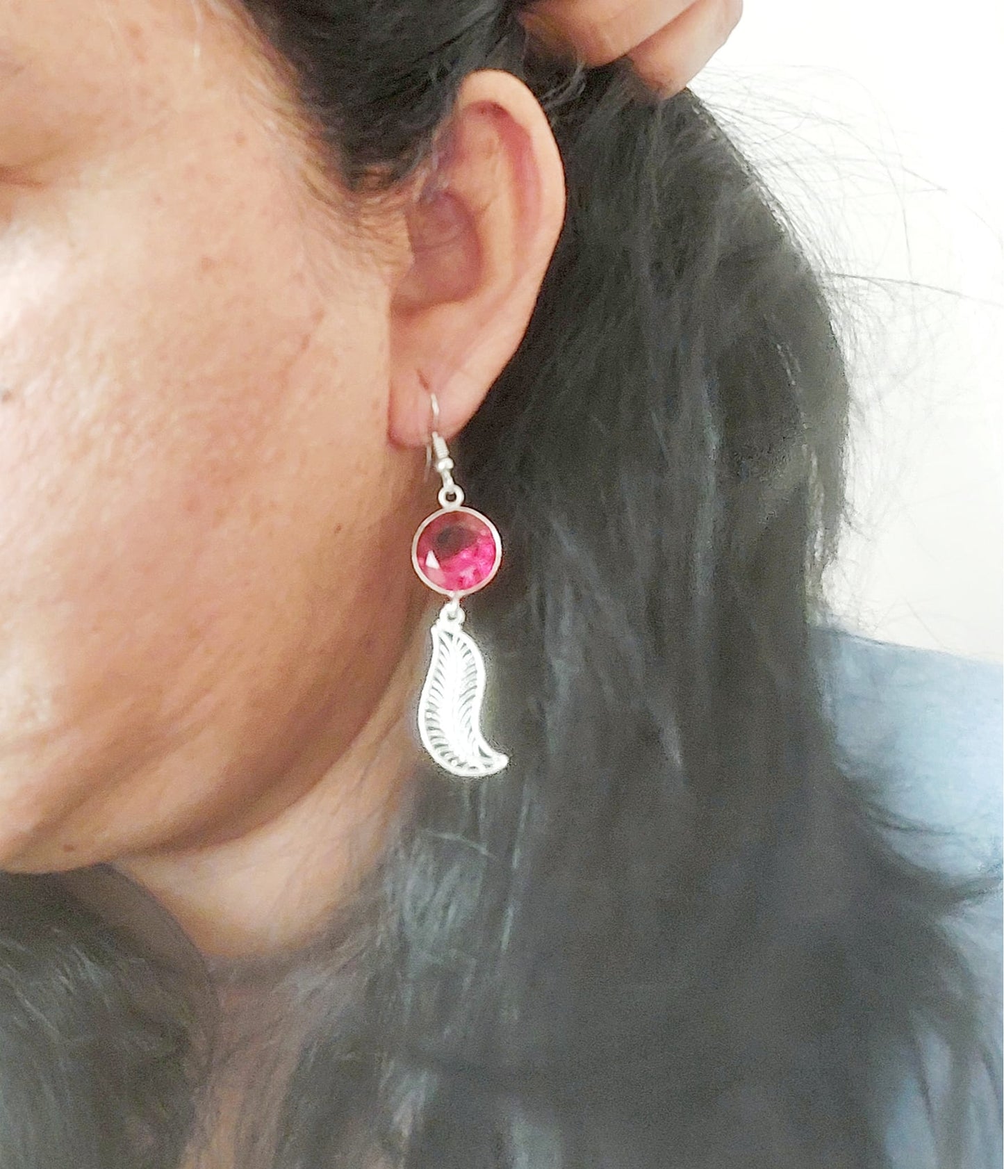 Fashion Jewellery Metal Earrings Dailywear Earrings Red Quartz Natural Cutstone Dailywear Earrings