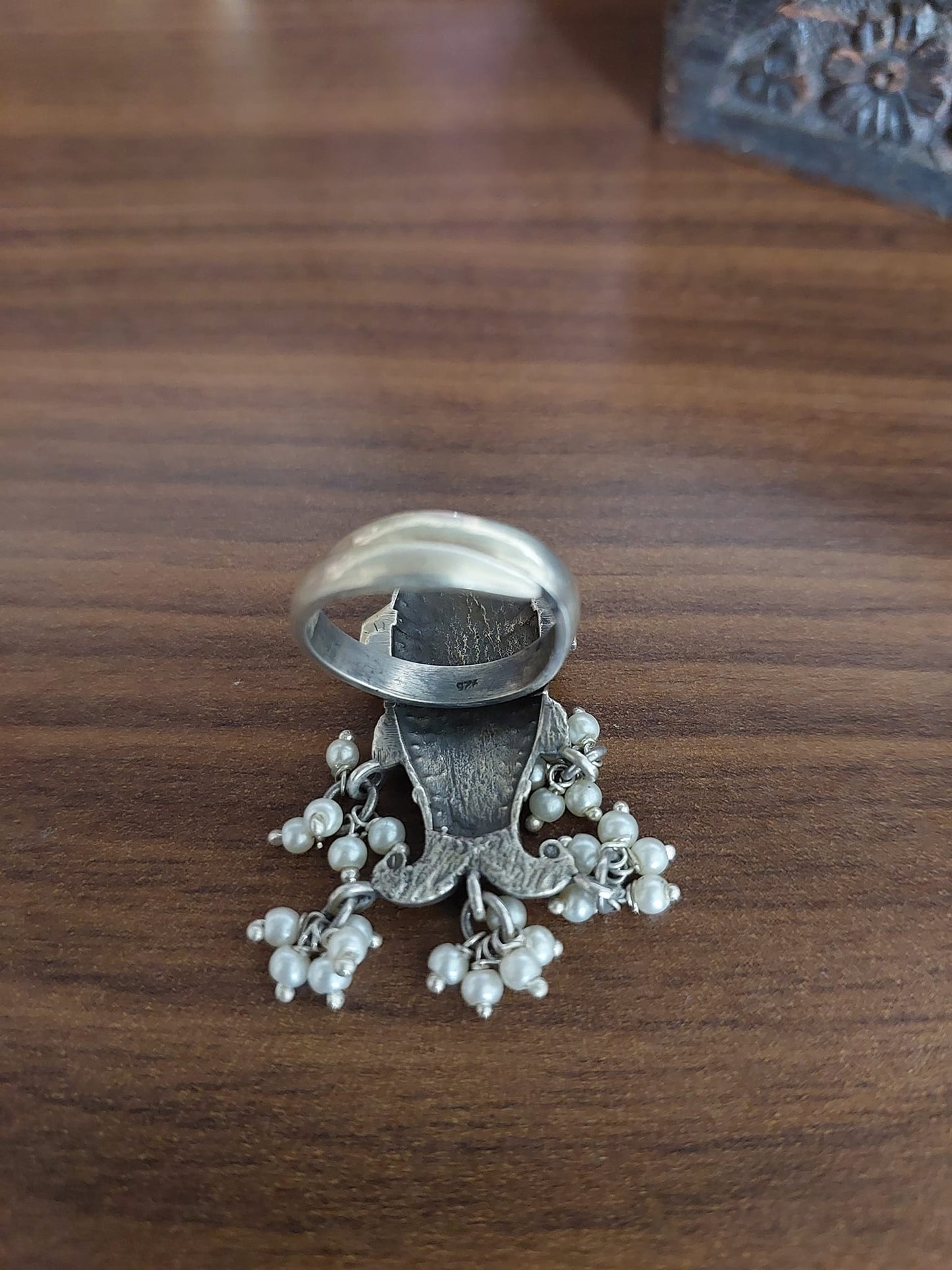 Sterling Silver Jewellery..Sterling Silver Finger Ring Silver Fish Pearl Finger Ring