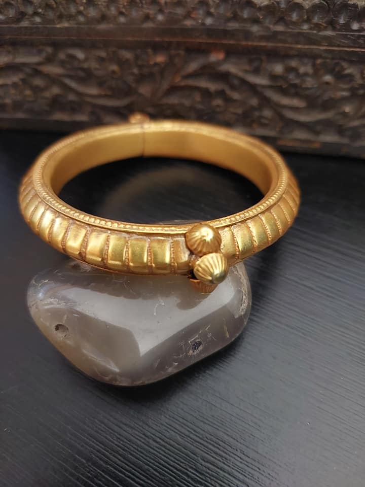 Sterling Silver Goldpolished Kada Silver Gold Polished Tode Kada