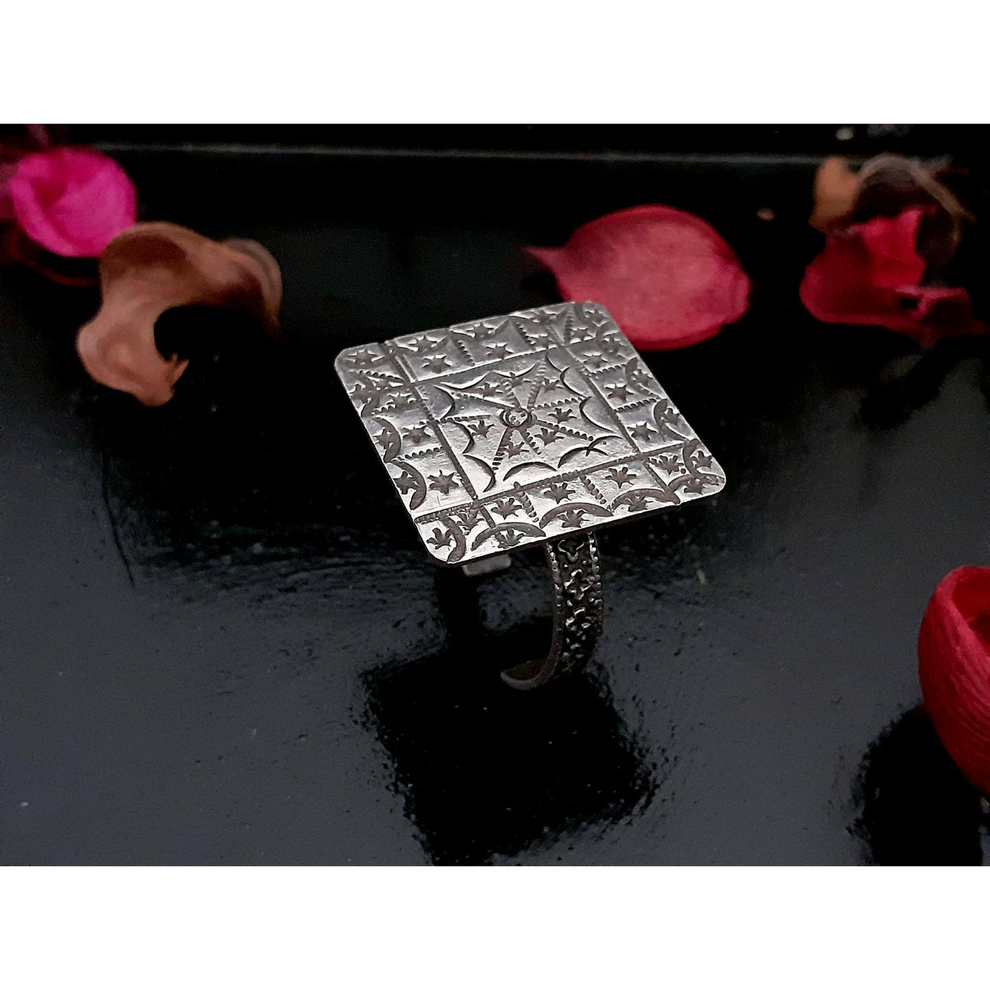 Sterling Silver Jewellery...925 Sterling Silver Finger Ring Silver Finger Ring Silver Square Vintage Finger Ring..Banjaran