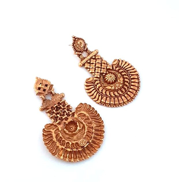 Riwaz..Traditional Gold Plated Earrings Gold Silver Gold Plated Earrings Traditional Dangler