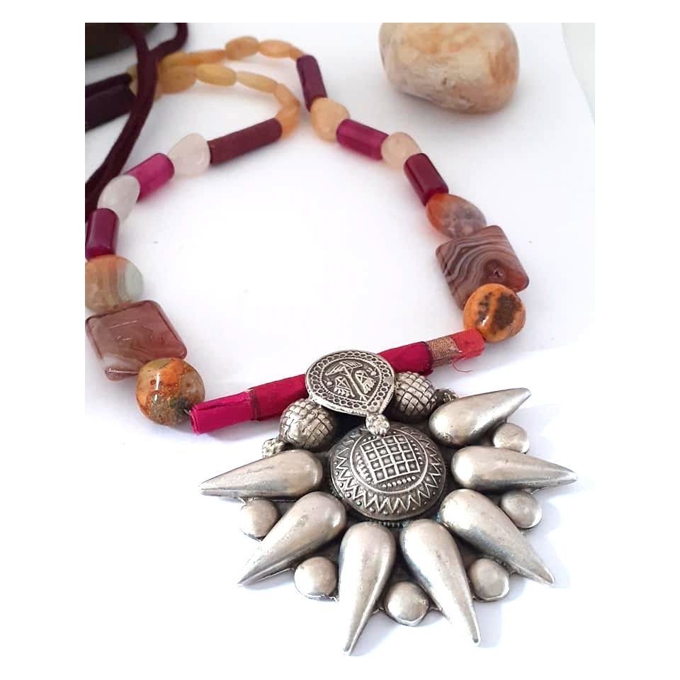 Sterling Silver Jewellery..925 Sterling Silver Long Haar Silver Thread Necklace Silver Ganesh Sun Pendent Haar..Banjaran