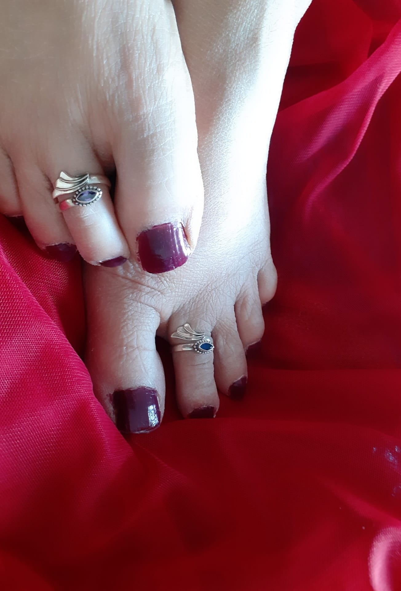 Sterling Silver Jewellery..Sterling Silver Toe Rings Silver Amethis Toe Rings Adjustable..Bichue