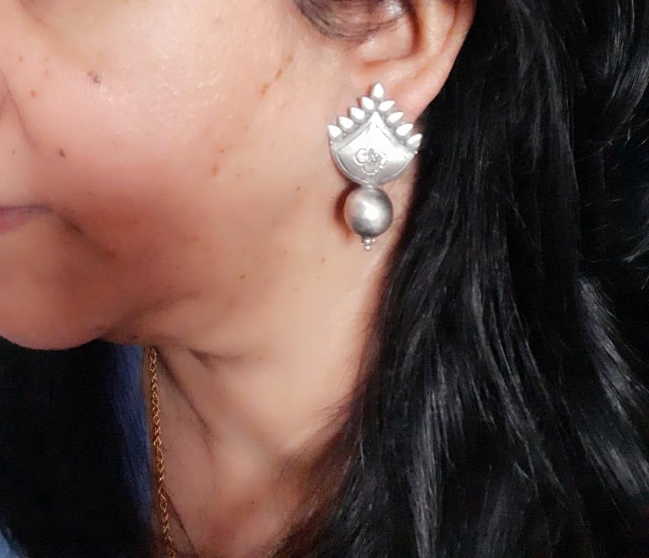 Sterling Silver Jewellery....925 Sterling Silver Earring Silver Danglers Sterling Silver Leaf Tribal Stud..Banjaran