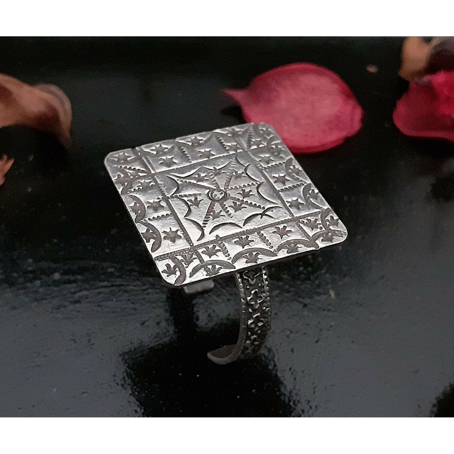 Sterling Silver Jewellery...925 Sterling Silver Finger Ring Silver Finger Ring Silver Square Vintage Finger Ring..Banjaran