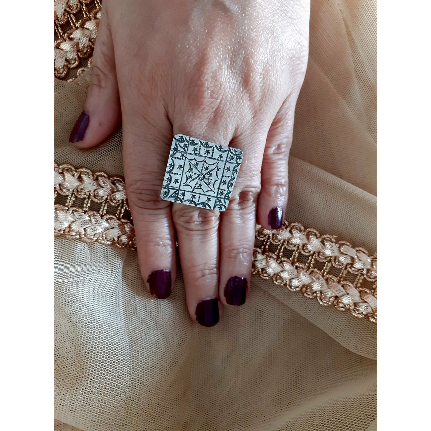 Sterling Silver Jewellery...925 Sterling Silver Finger Ring Silver Finger Ring Silver Square Vintage Finger Ring..Banjaran