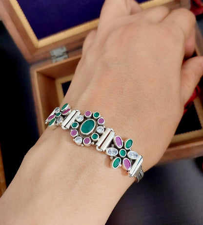 Sterling Silver Jewellery..Sterling Silver Bracelet Silver Zircon Multicolour Bracelet...Trendy