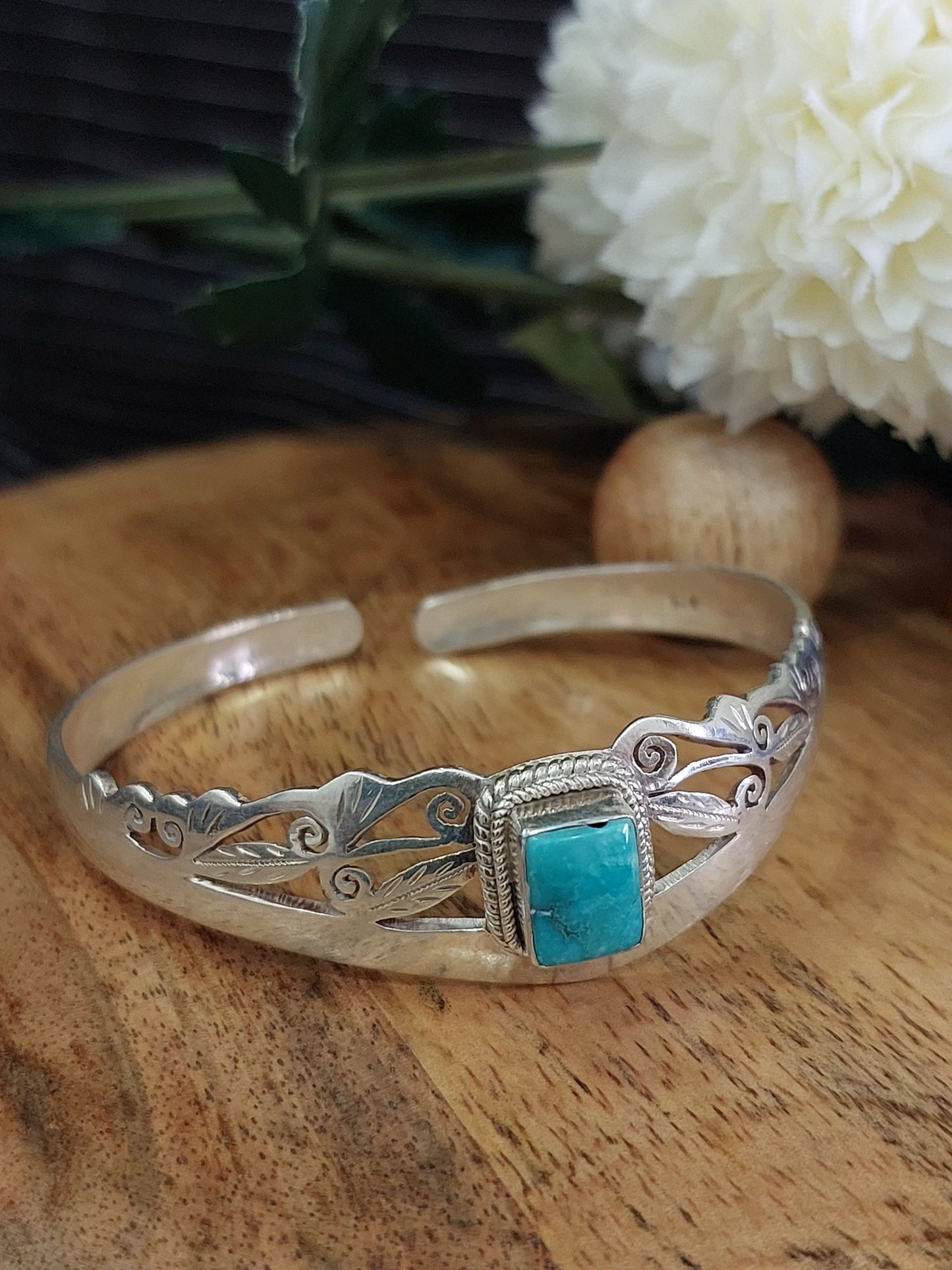 Sterling Silver Jewellery..Sterling Silver Cuff Bangle  Silver Cuff Bangle Silver Turquoise Square Studed Cuff Bangle..Trendy