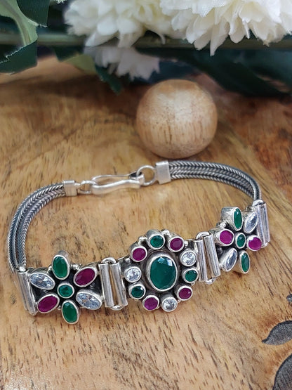 Sterling Silver Jewellery..Sterling Silver Bracelet Silver Zircon Multicolour Bracelet...Trendy