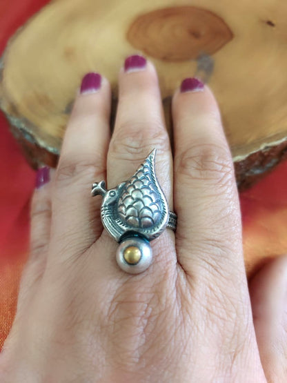 Sterling Silver Jewellery..Sterling Silver Finger Rings Silver Peacock Finger Ring Adjustable..Banjaran