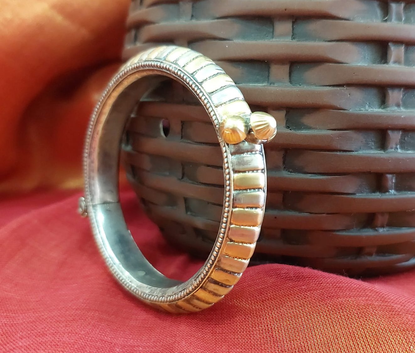 Sterling Silver Jewellery ..Sterling Silver Dual Kada Silver Dualtone.. Tode Kada