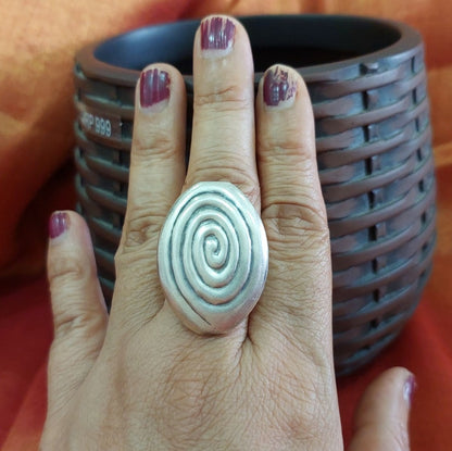 Sterling Silver JEwellery..Sterling Silver Finger Rings Silver Spiral Oval Shape Finger Ring..Banjaran