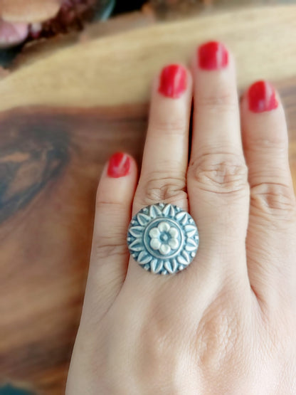 Sterling Silver Jewellery....Sterling Silver Finger ring Silver Flower Fingerring Adjustable..Banjaran