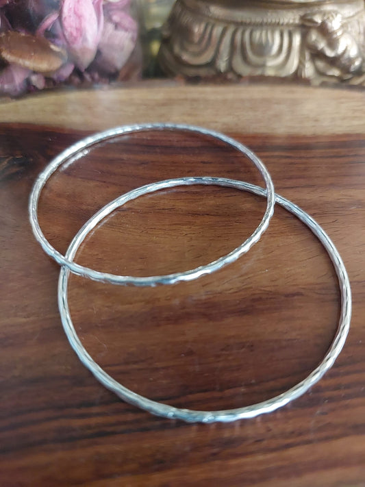 Kangan..Sterling Silver Silver Hammered Texture Bangles