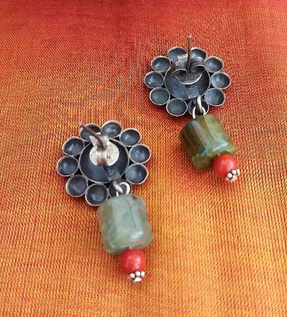 Sterling Silver Earrings Silver Stud Silver Flower Dangler