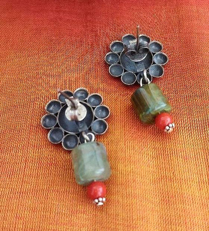 Sterling Silver Earrings Silver Stud Silver Flower Dangler