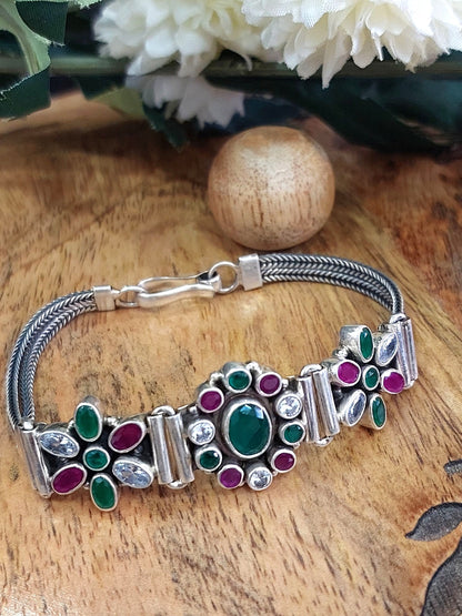 Sterling Silver Jewellery..Sterling Silver Bracelet Silver Zircon Multicolour Bracelet...Trendy