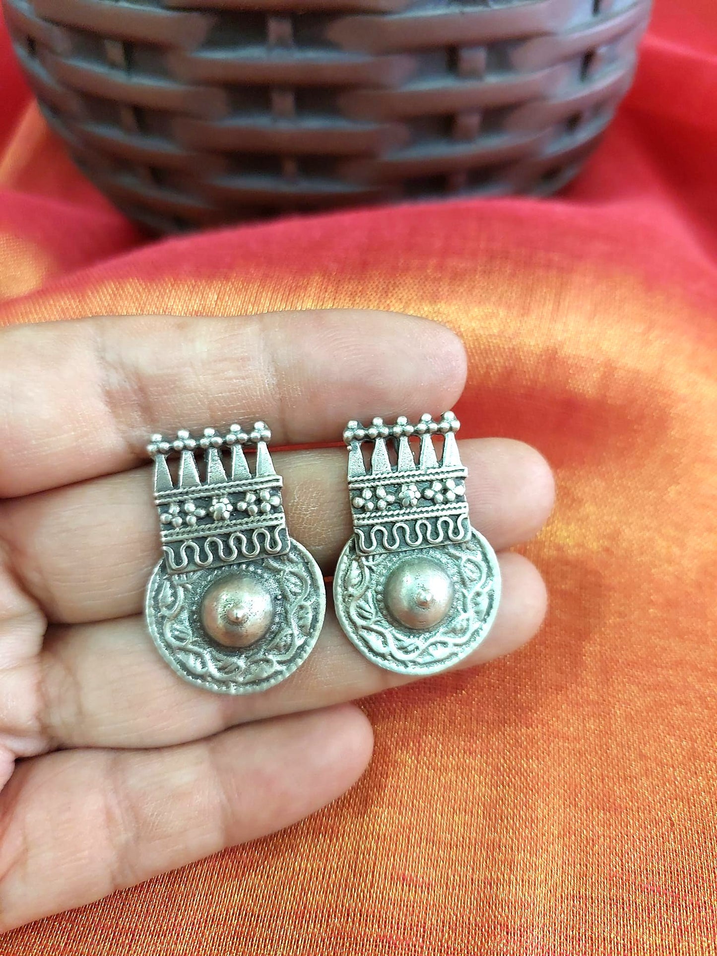 Sterling Silver Jewellery Silver Jewellery Silver Temple Design Earrings..Trendy