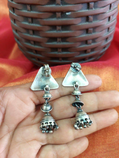 Sterling Silver Jewellery....Silver Vintage Danglers Vintage Silver Danglers Silver Vintage Triangle Red Bead Dangler..Banjaran