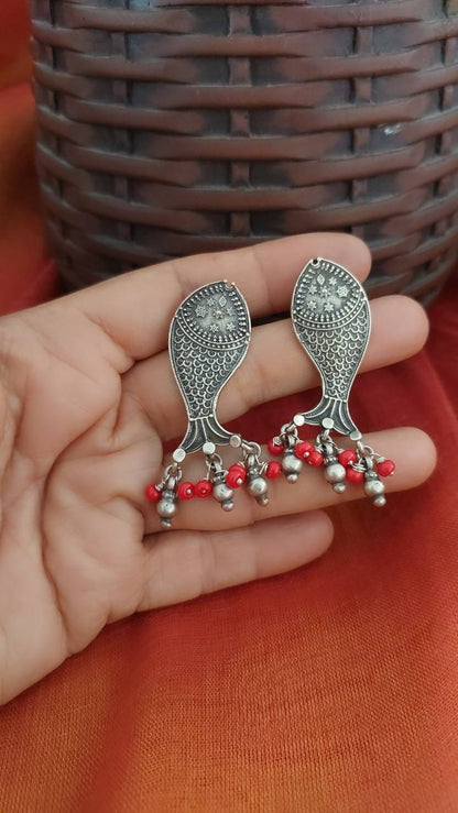 Sterling Silver Jewellery Silver Jewellery Fish Gungroo Earrings..Trendy