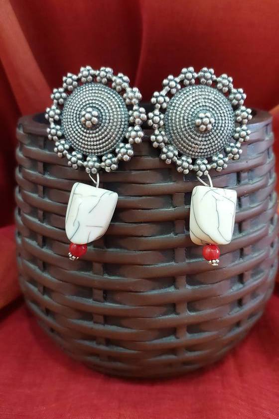 Sterling Silver Earrings Sterling Silver Stud Suryakanti Stud Dangler