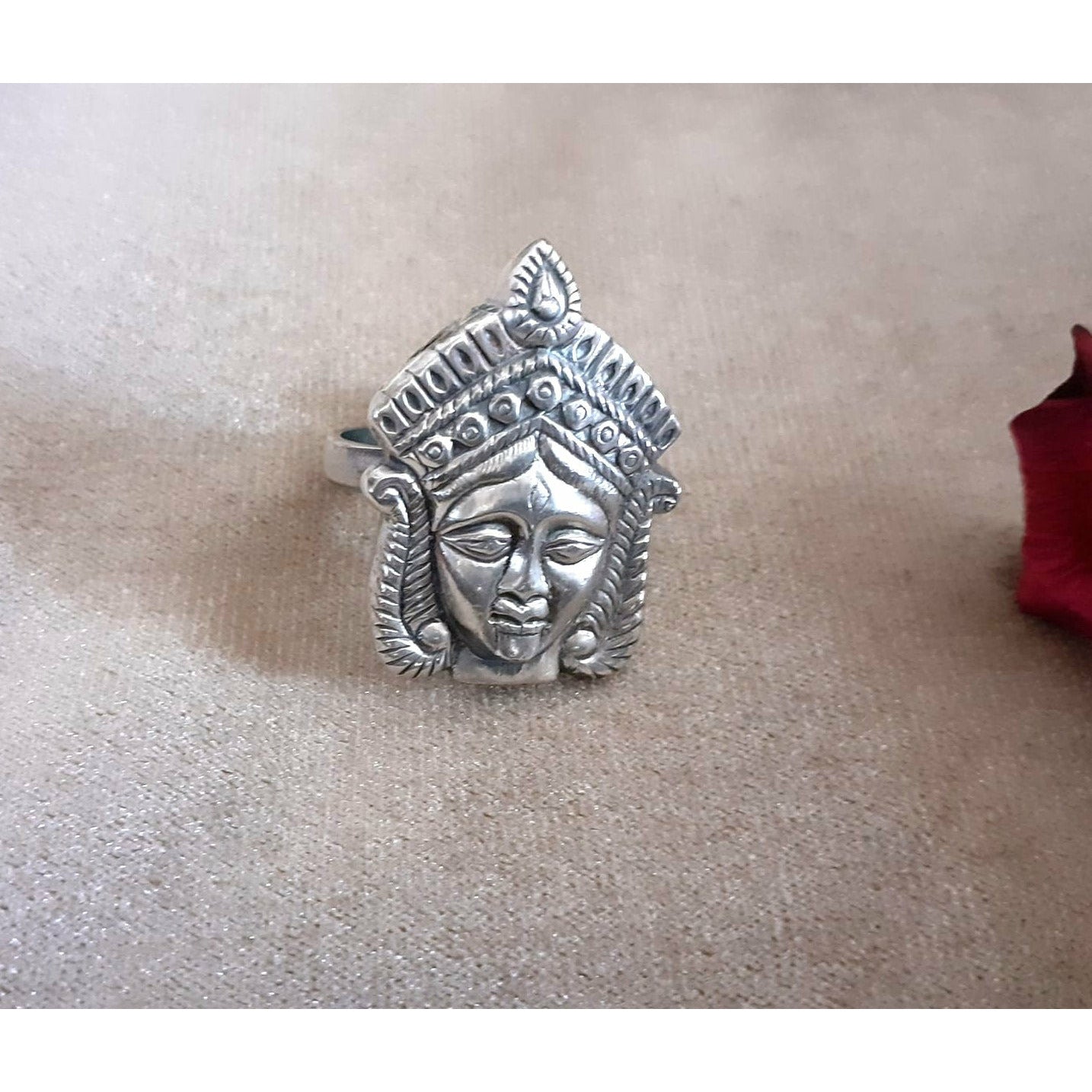 Sterling Silver Jewellery...925 Sterling Silver Finger Ring Silver Finger Ring Silver Durga Finger Ring..Devi